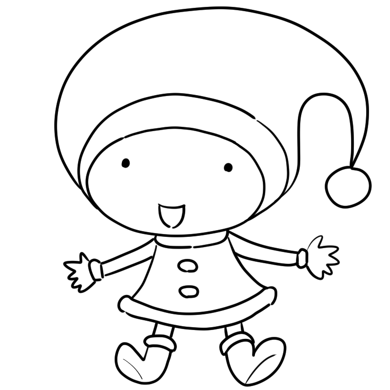 笑顔の子供サンタクロースのかわいいぬり絵