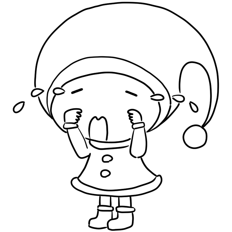 泣く小人サンタのかわいいぬり絵