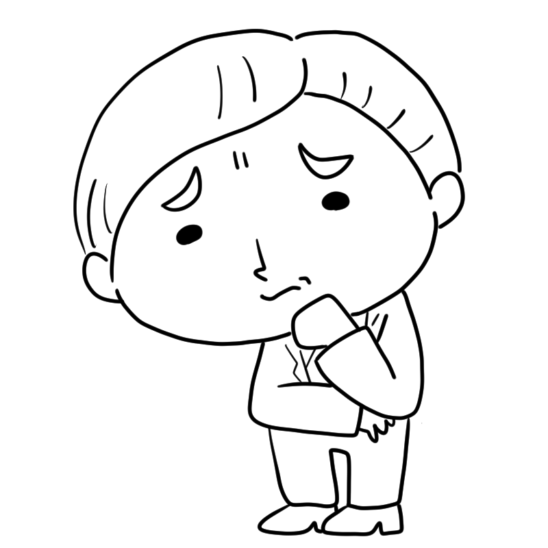 悩む中年サラリーマンのかわいいぬり絵