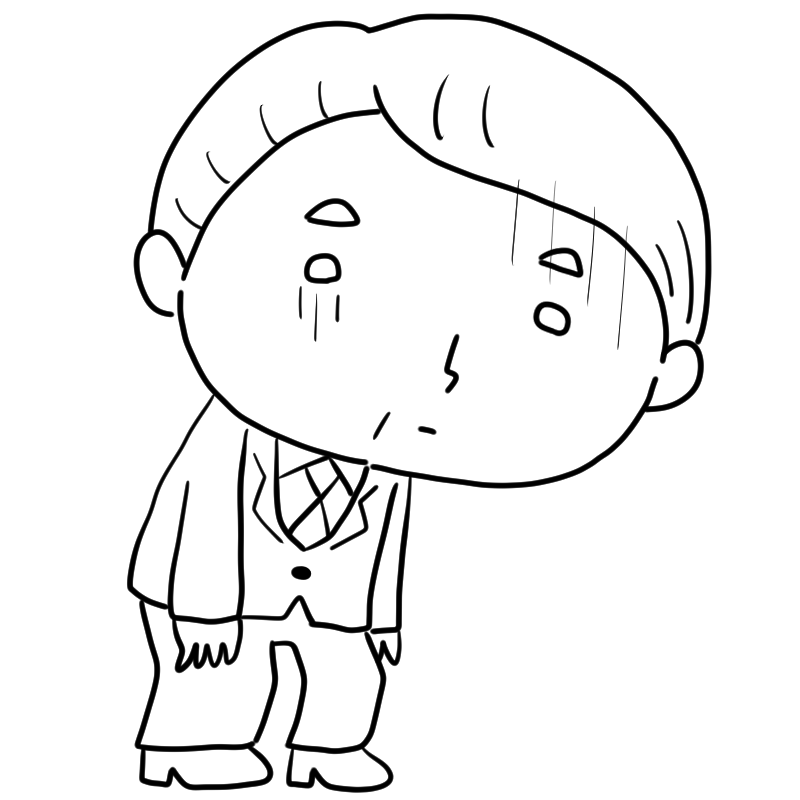 落ちこむスーツのおじさんのかわいいぬり絵