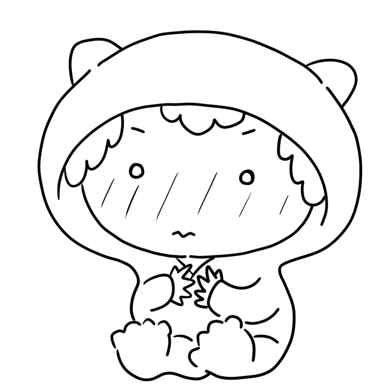 照れる赤ちゃんのかわいいぬり絵