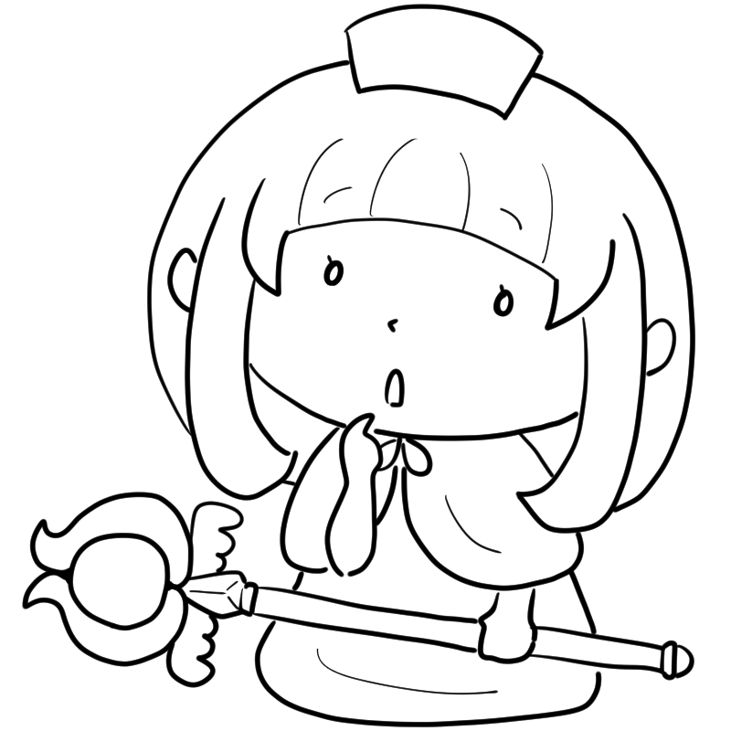 考える白魔法少女のかわいいぬり絵