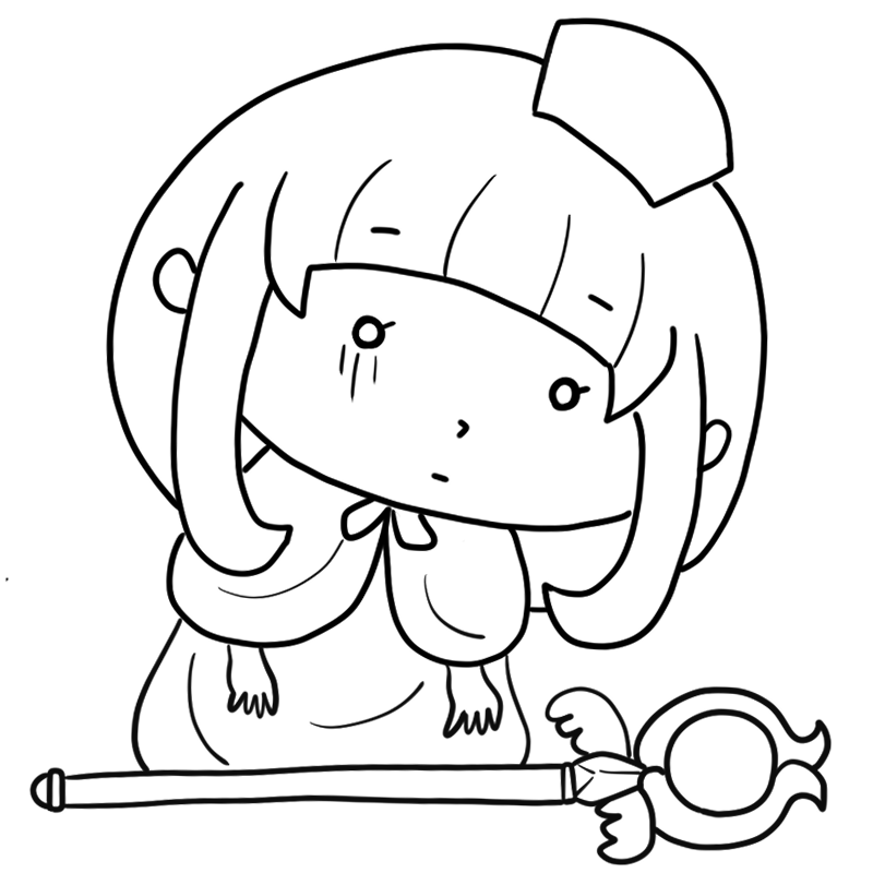 落ちこむ白魔法使いのかわいいぬり絵
