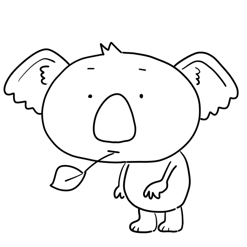 無表情のコアラのかわいいぬり絵
