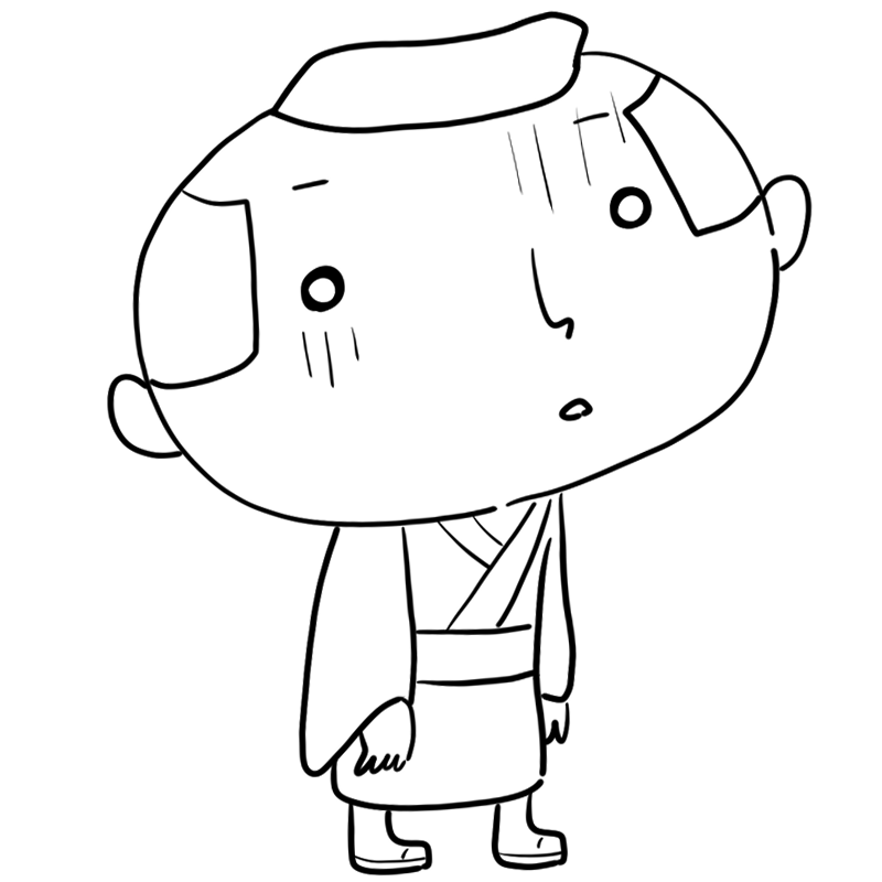 落ちこむ江戸町人の男のかわいいぬり絵