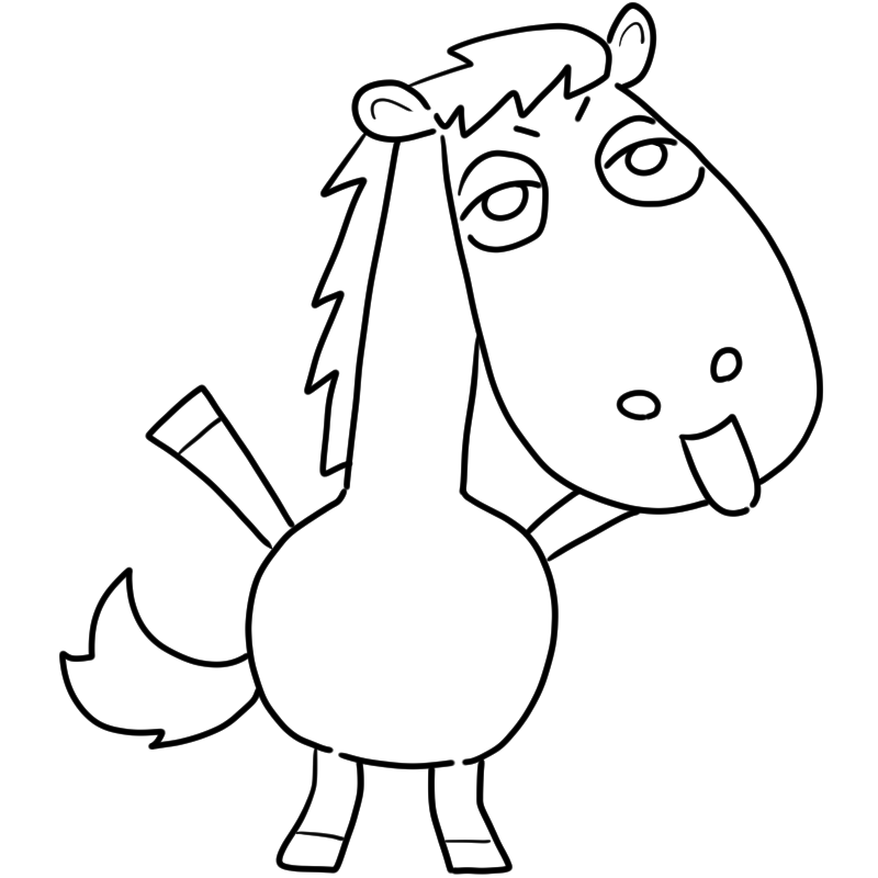 喜ぶ馬のかわいいぬり絵