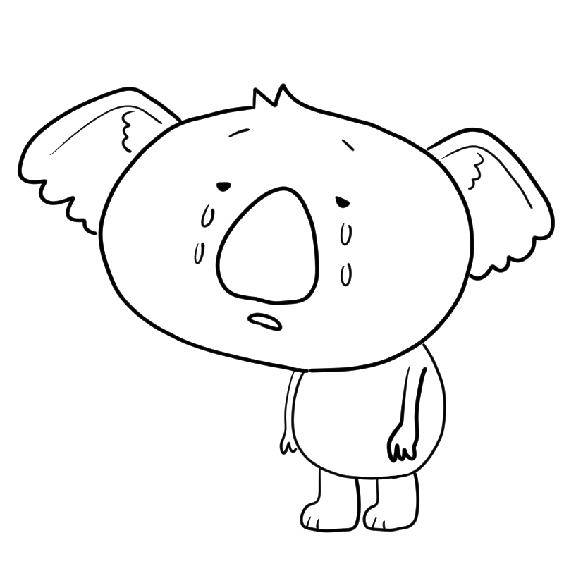 泣くコアラのかわいいぬり絵