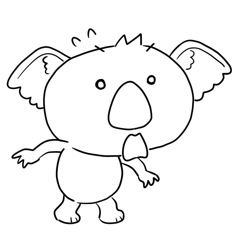 驚くコアラのかわいいぬり絵