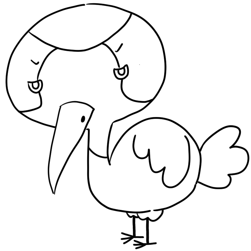 怒る鶴のかわいいぬり絵