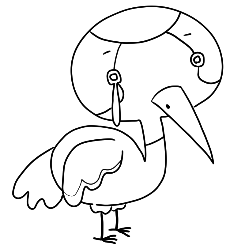 泣く鶴のかわいいぬり絵