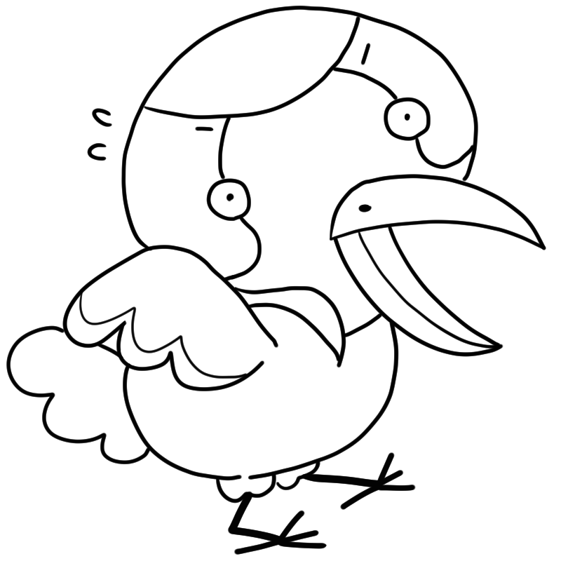 驚く鶴のかわいいぬり絵