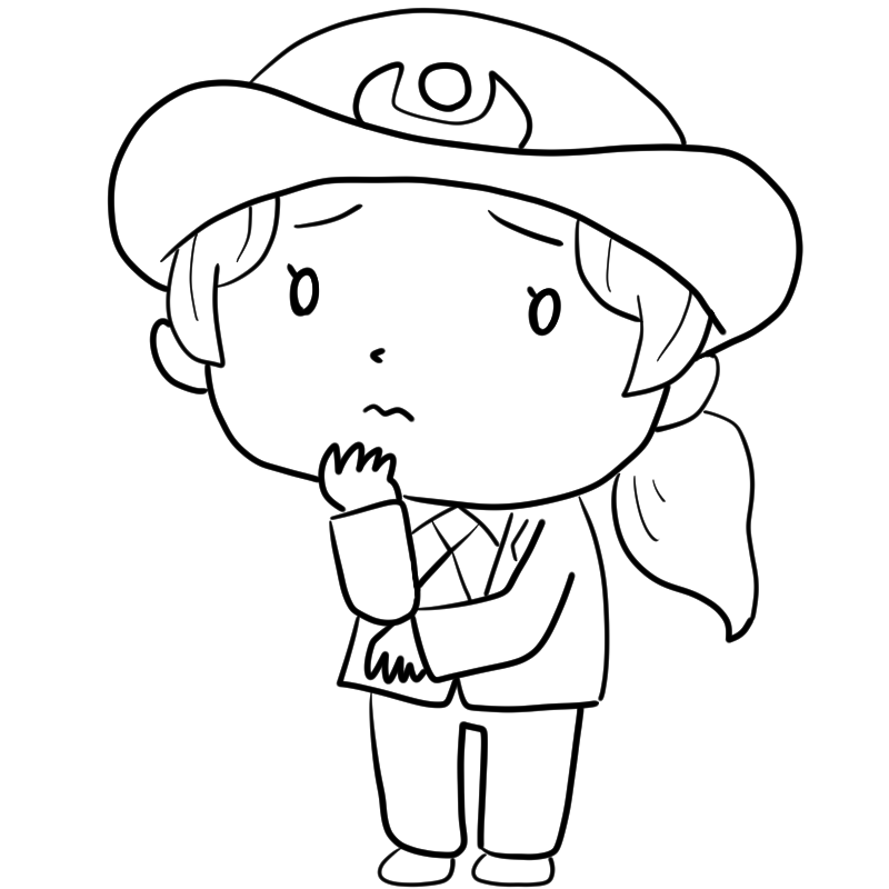 困る女性警察官のかわいいぬり絵