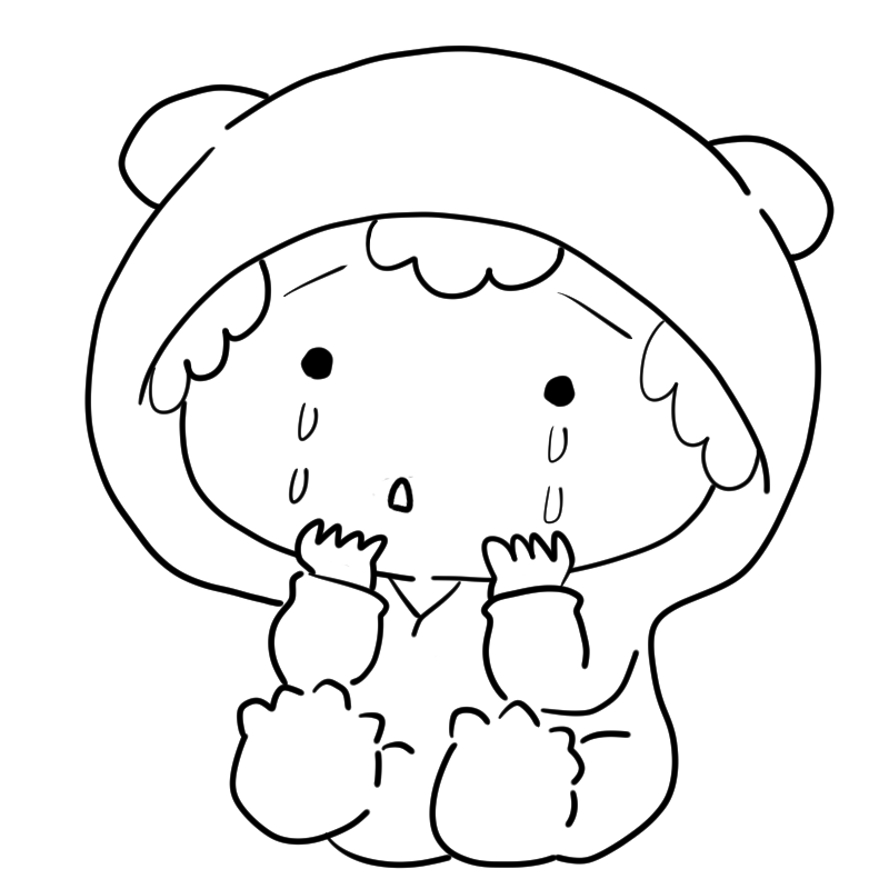 寂しそうに泣く赤ちゃんのかわいいぬり絵
