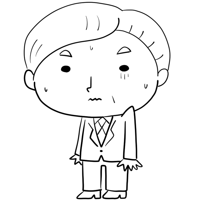 緊張するおじさんサラリーマンのかわいいぬり絵