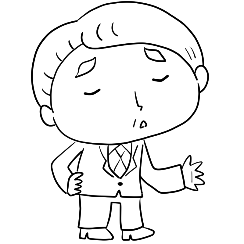 呆れるスーツのおじさんのかわいいぬり絵