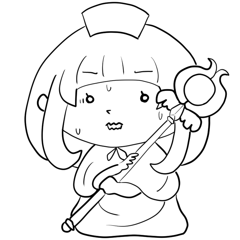 緊張する白魔法使いのかわいいぬり絵