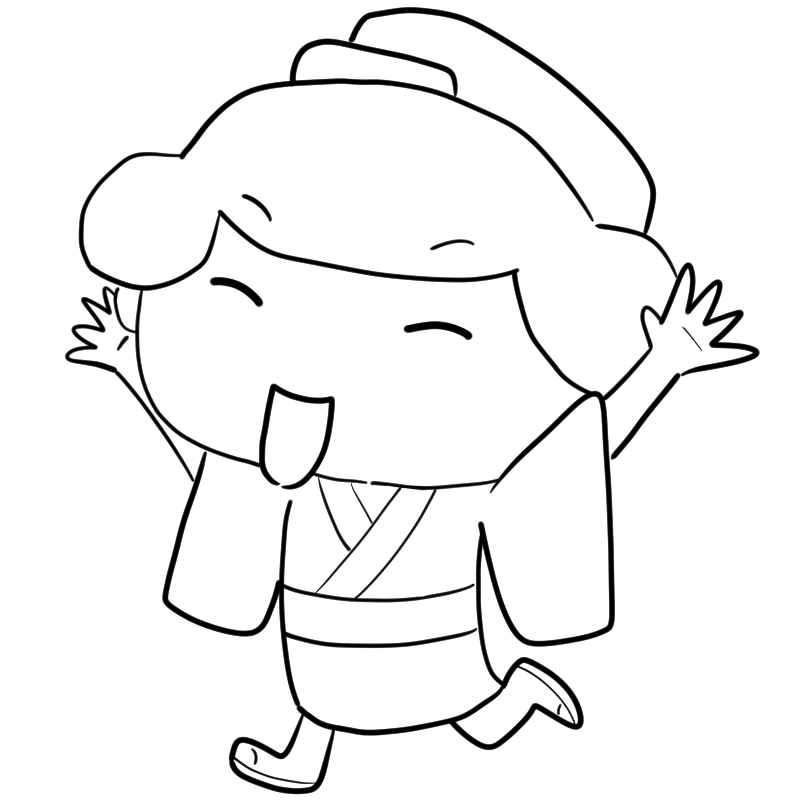 喜ぶ江戸の町娘のかわいいぬり絵