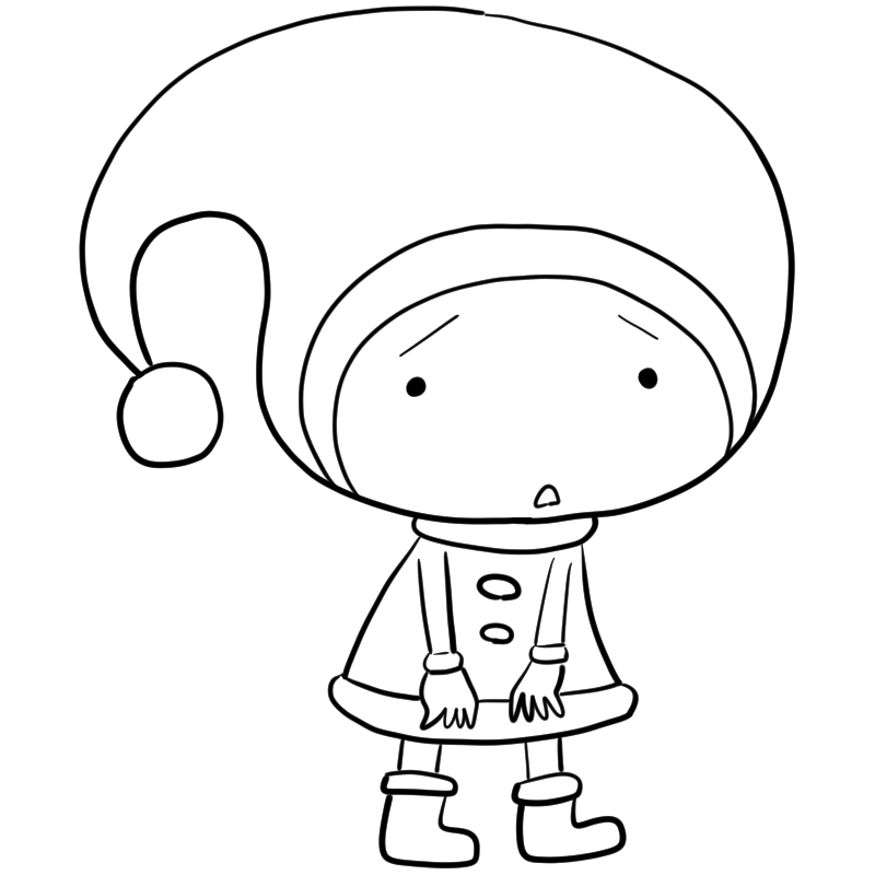 困る小人のサンタのかわいいぬり絵