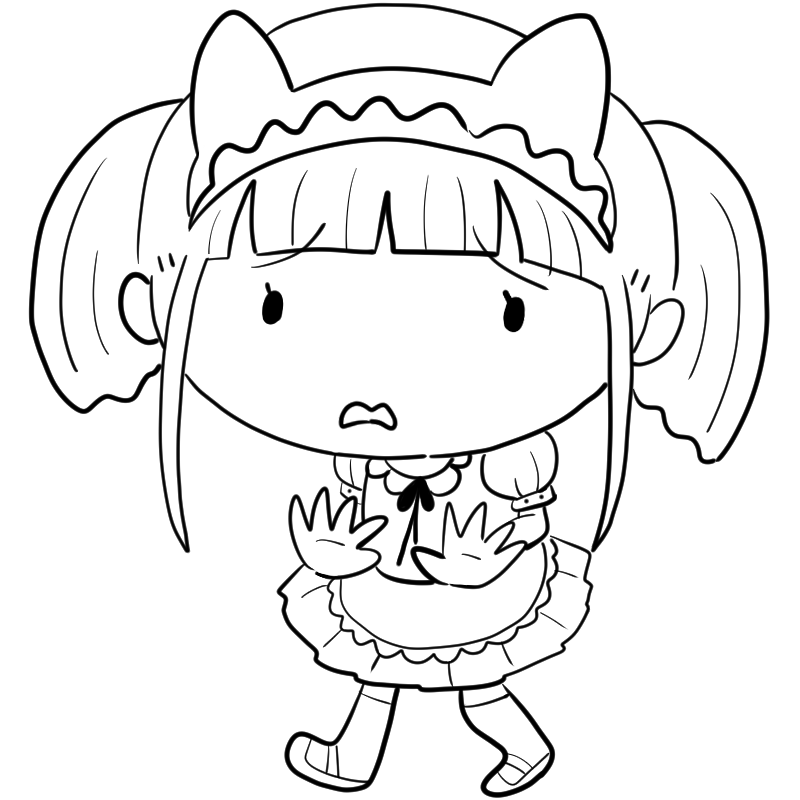 困る猫耳メイドのかわいいぬり絵