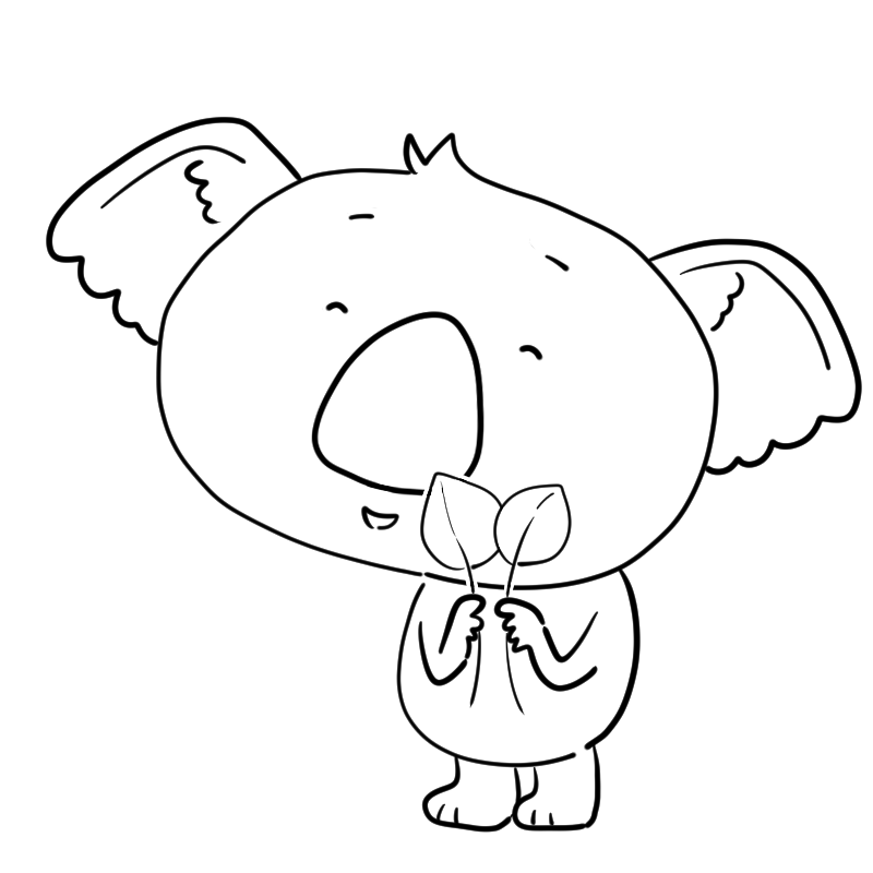 笑顔のコアラのかわいいぬり絵