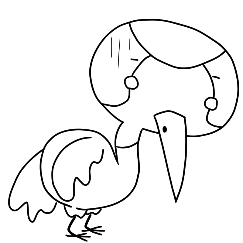 元気がない鶴のかわいいぬり絵