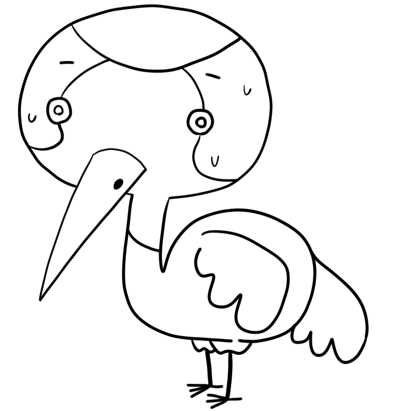 動揺する鶴のかわいいぬり絵