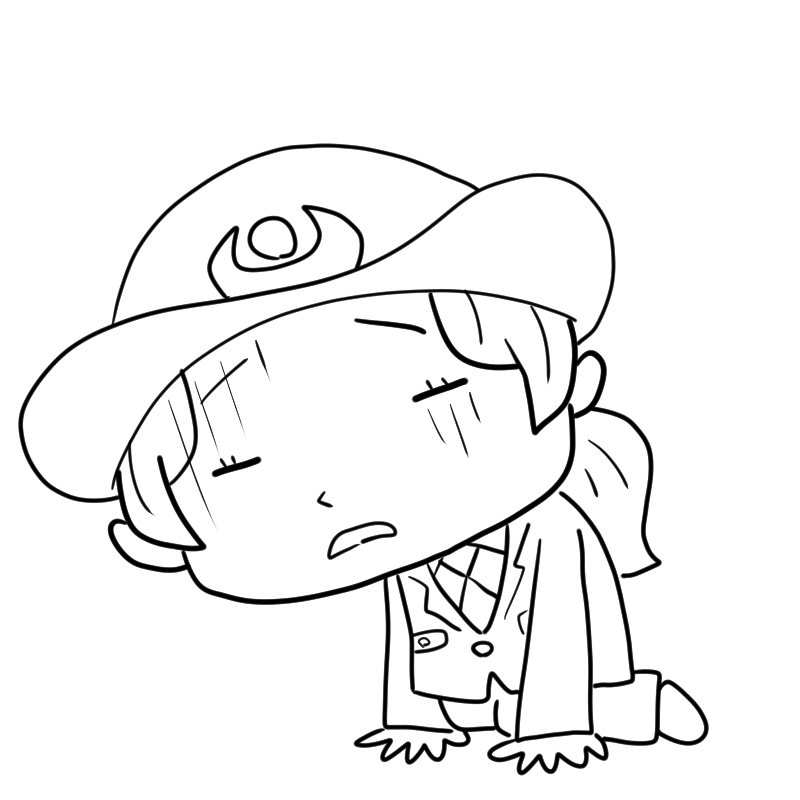 落ちこむ女性警察官のかわいいぬり絵