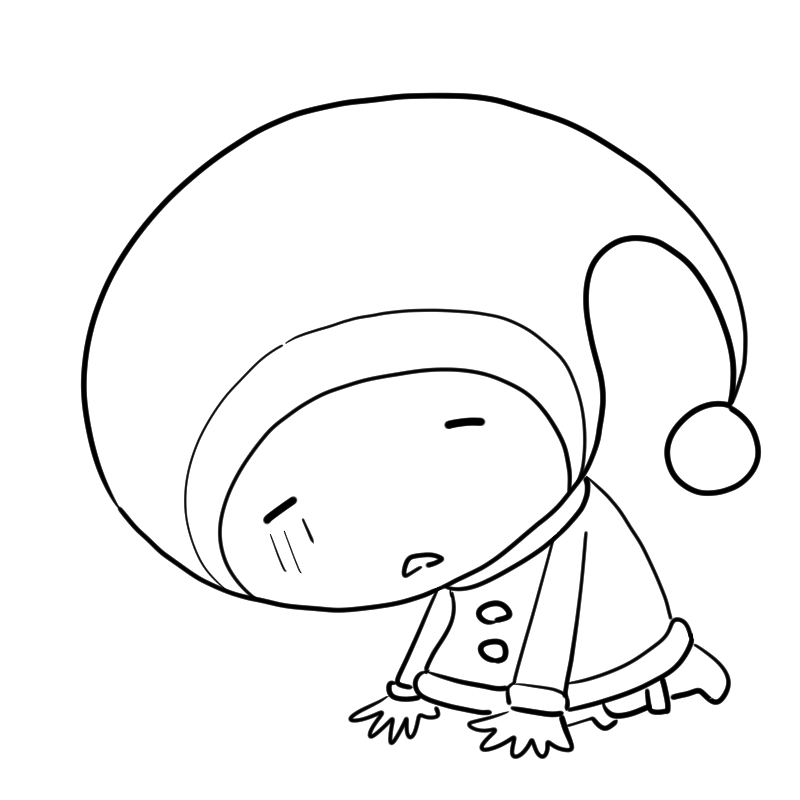 落ちこむ小さなサンタのかわいいぬり絵