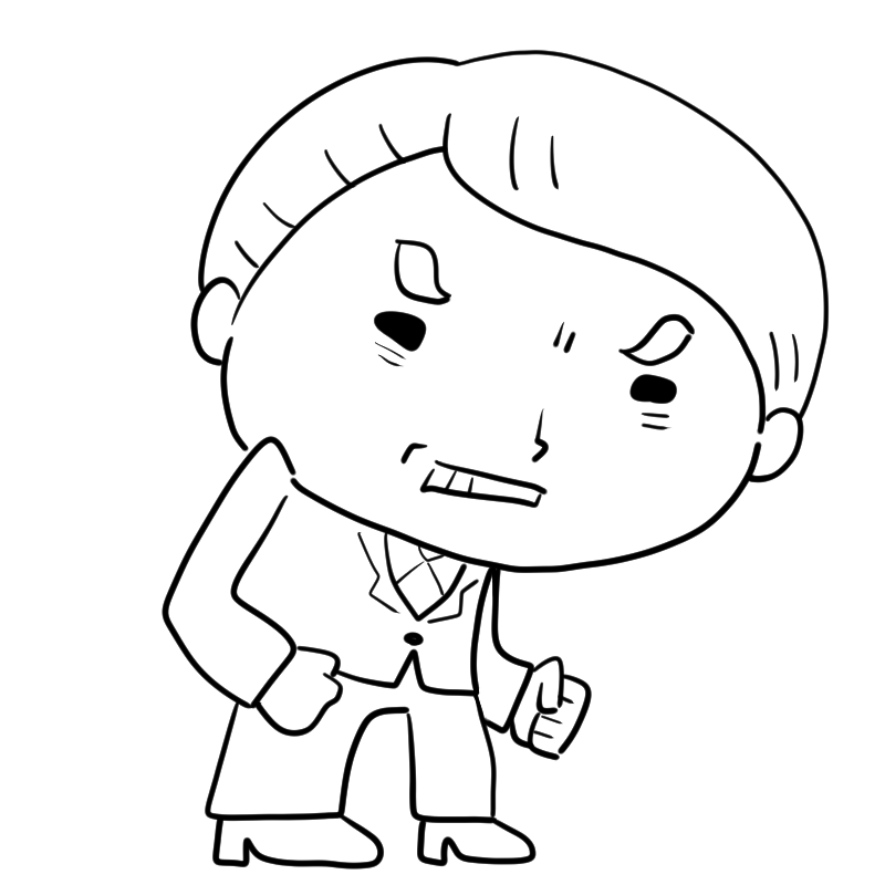 悔しそうなスーツのおじさんのかわいいぬり絵