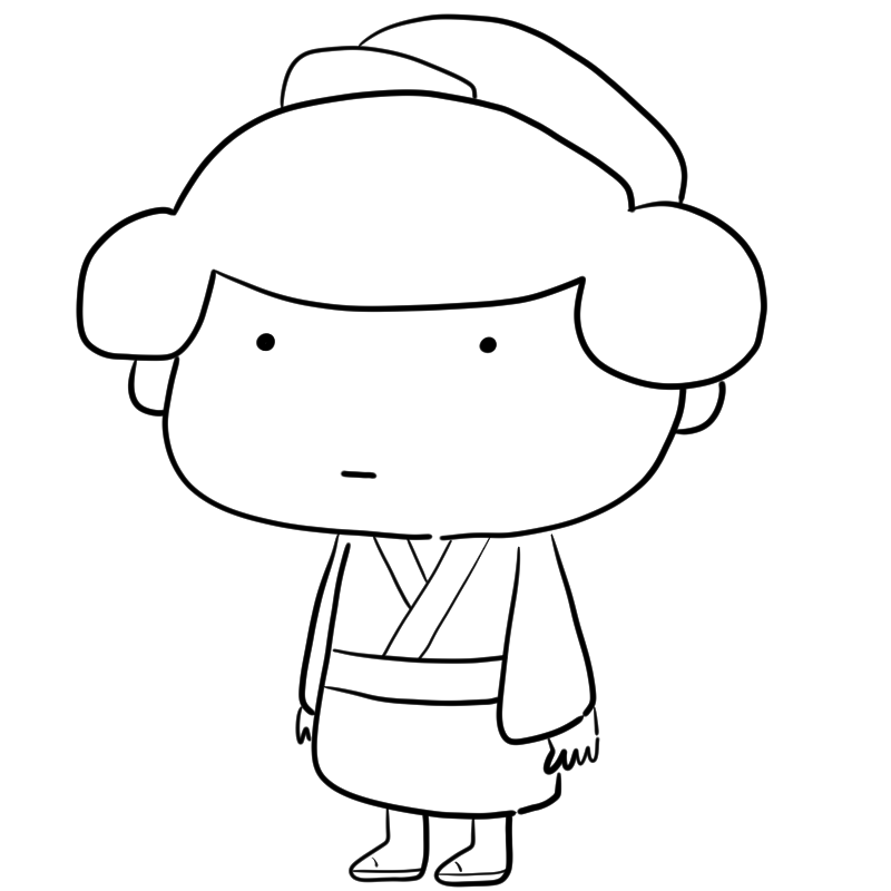 ぼーっとする江戸の町娘のかわいいぬり絵