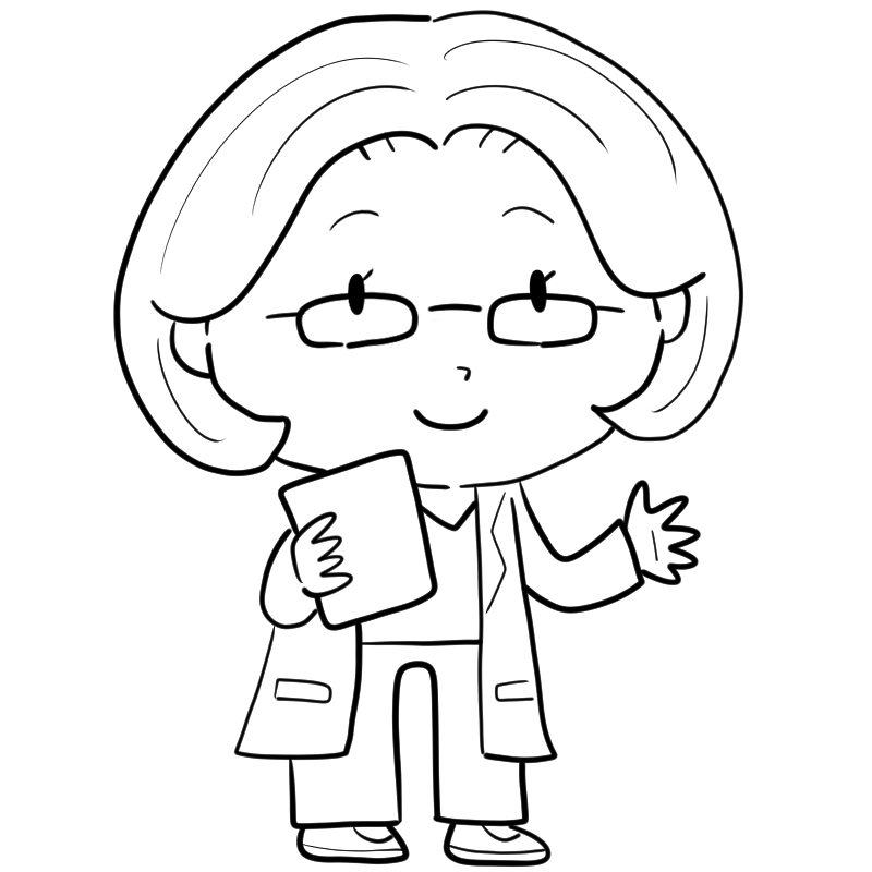 微笑む女性医師のかわいいぬり絵