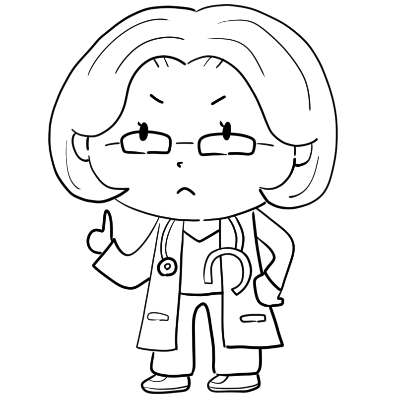 怒る女性医師のかわいいぬり絵