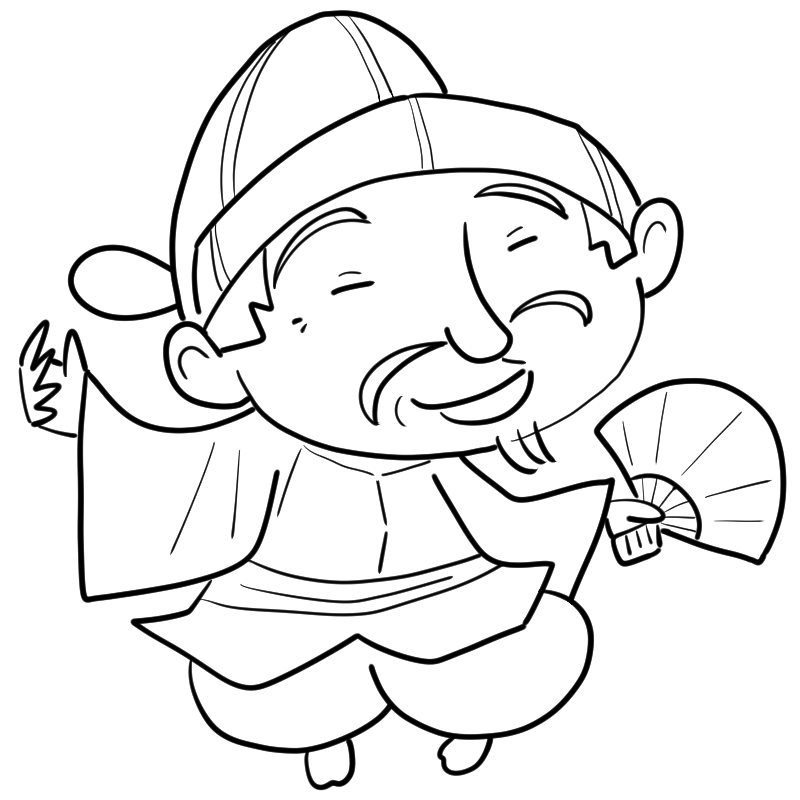 天下統一！踊る豊臣秀吉のかわいいぬり絵
