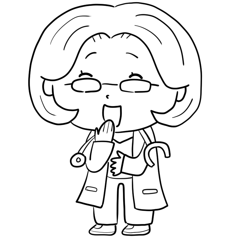 笑う女性の医者のかわいいぬり絵