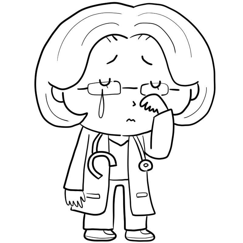泣く女性の医者のかわいいぬり絵