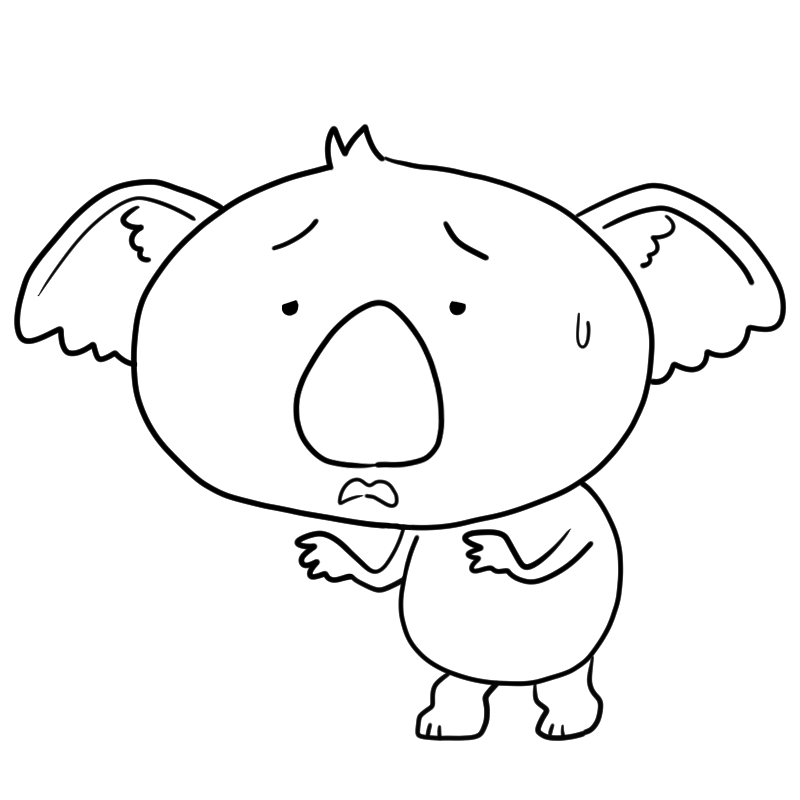 困るコアラのかわいいぬり絵