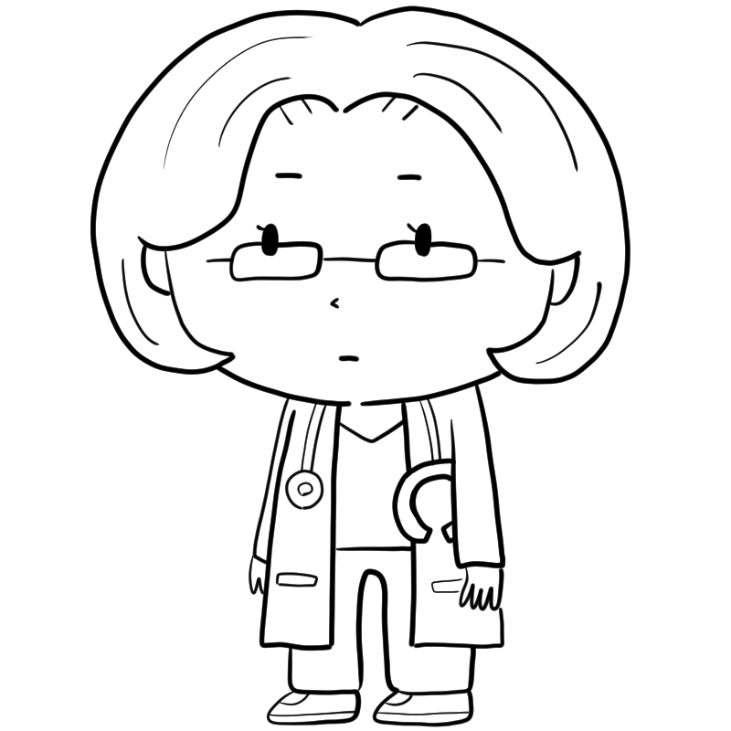 無表情の女性の医者のかわいいぬり絵