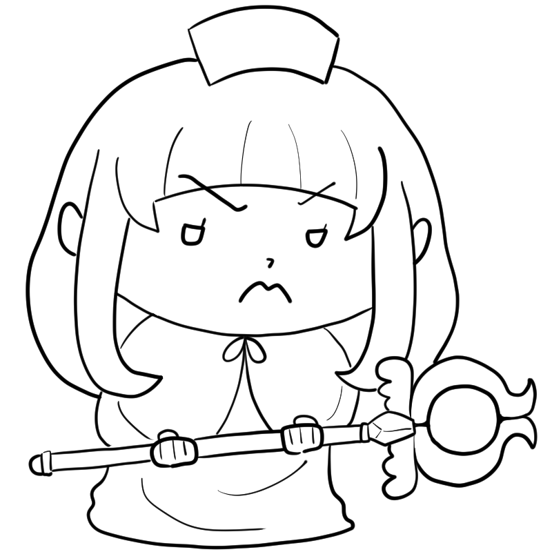 悔しそうな白魔法少女のかわいいぬり絵