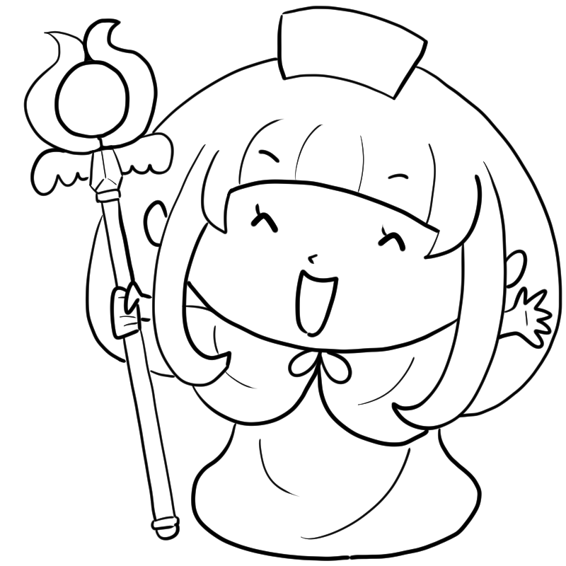 喜ぶ白魔法使いの女の子のかわいいぬり絵