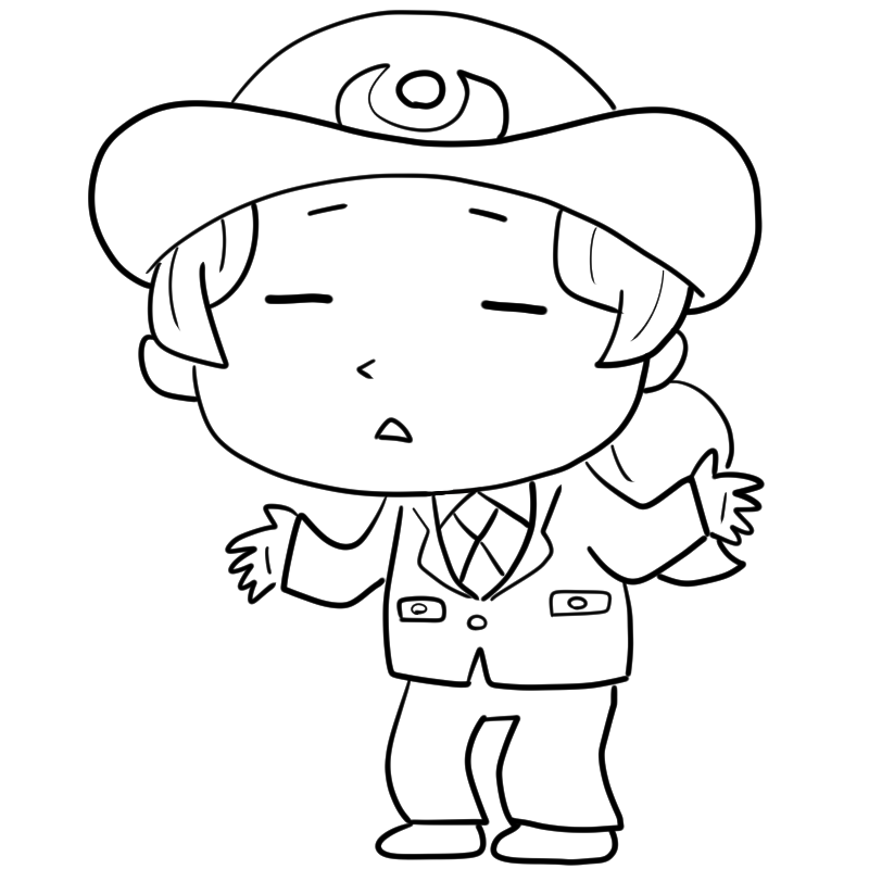 呆れる警察官の女性のかわいいぬり絵