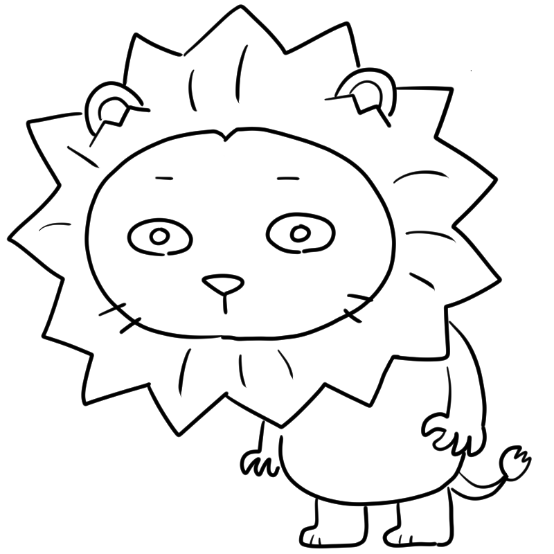 無表情のライオンのかわいいぬり絵