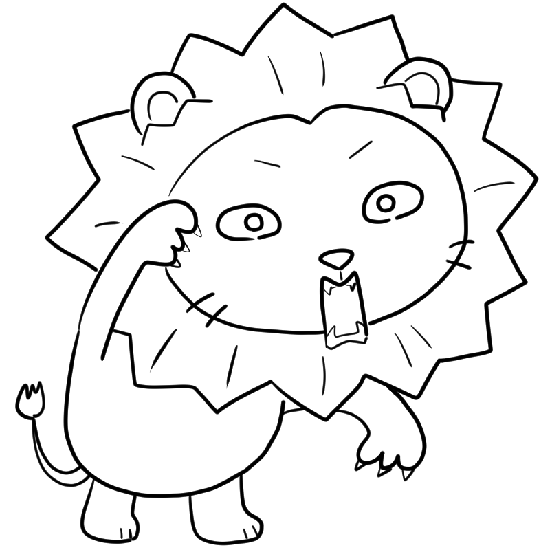 攻撃的なライオンのかわいいぬり絵