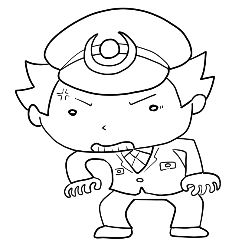 悔しそうな警察官の男性のかわいいぬり絵