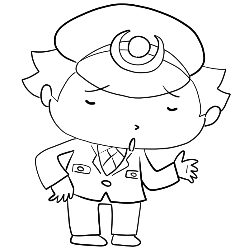 呆れる男性警察官のかわいいぬり絵
