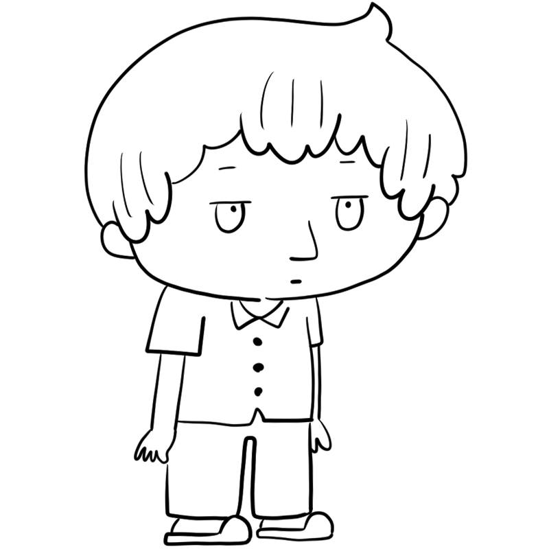 無表情のパジャマの男性のかわいいぬり絵