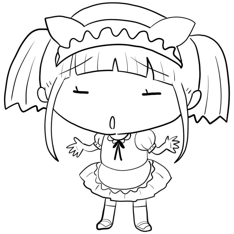 呆れるメイド少女のかわいいぬり絵