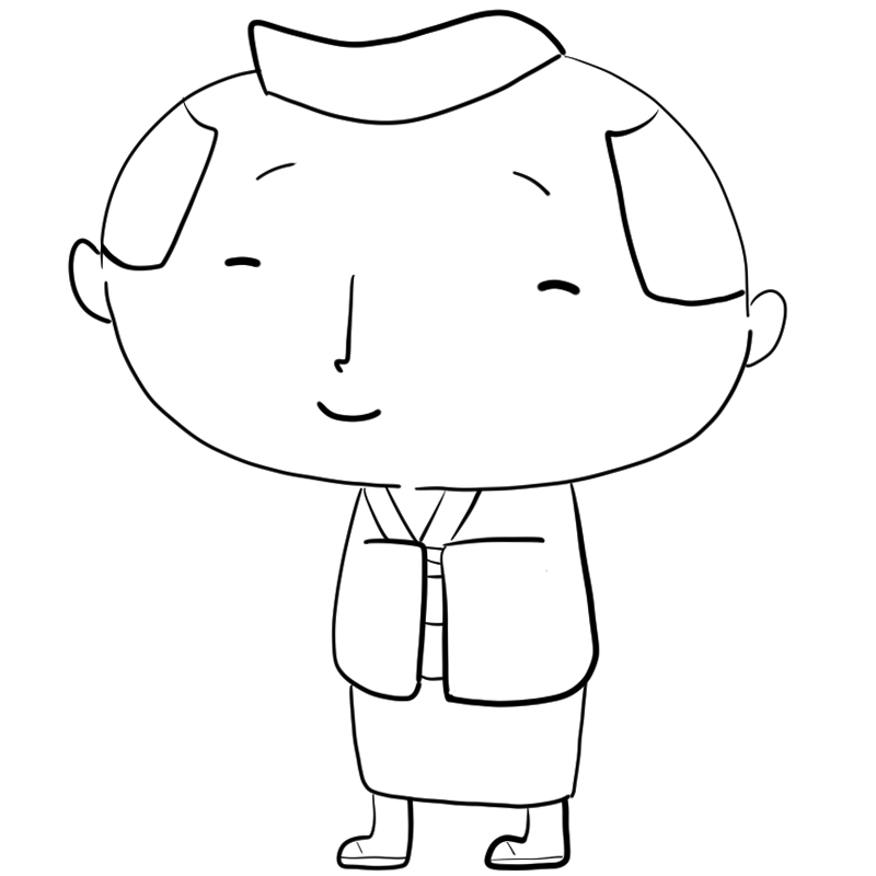 微笑む江戸の町人のかわいいぬり絵
