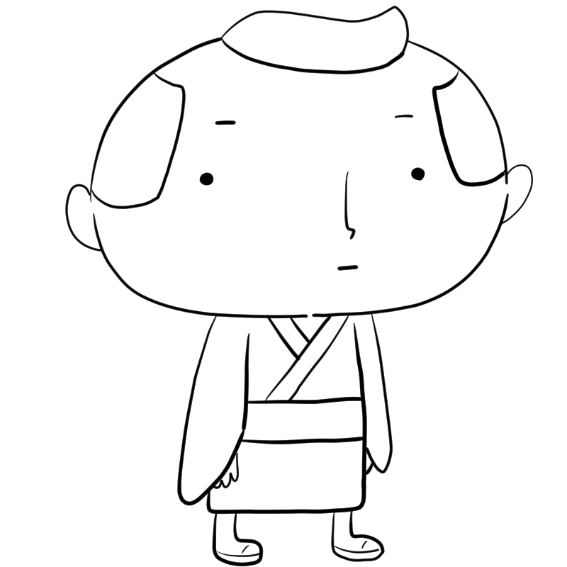 無表情の江戸町人の男のかわいいぬり絵