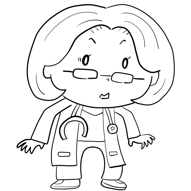 驚く女性の医者のかわいいぬり絵