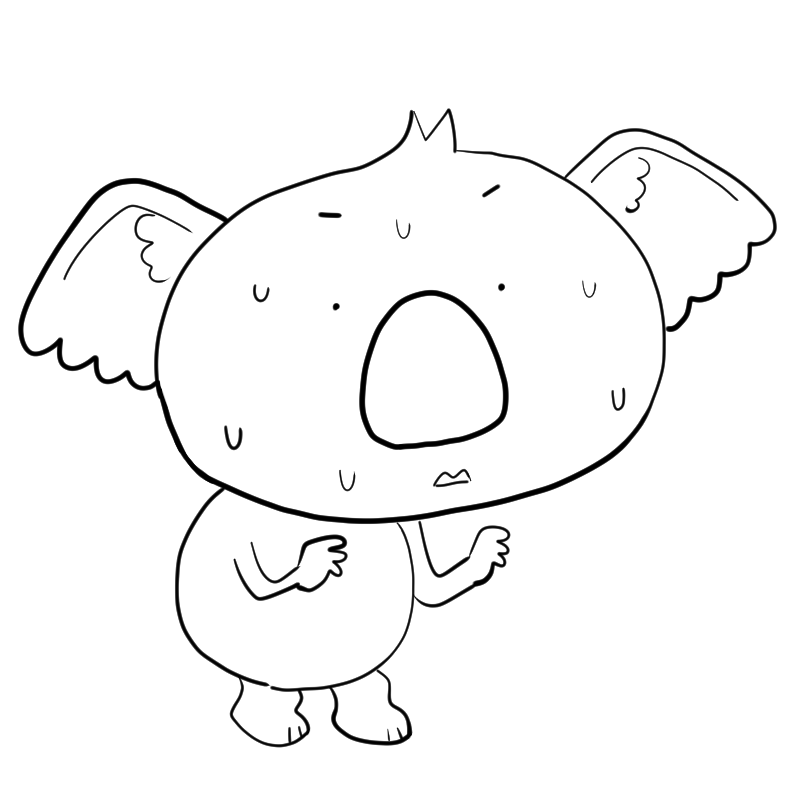 動揺するコアラのかわいいぬり絵
